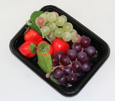 Black plastic tray for fruit FD-001