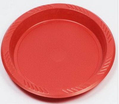 Red plastic round tray for food packaging FD-024