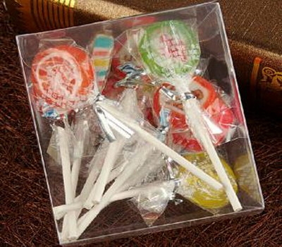 Transparent plastic gift packaging box for lollipops PB-016
