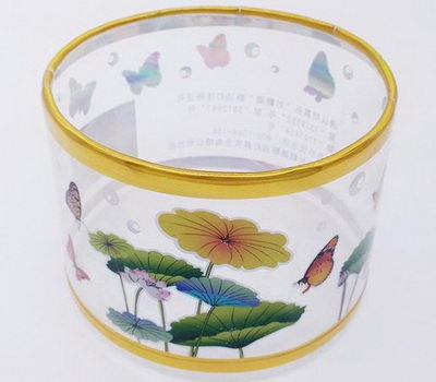 Clear plastic barrel packaging with printing PL-008