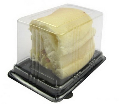 Transparent plastic container with black bottom blister tray for cake FD-019